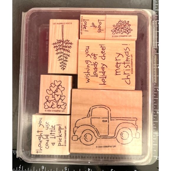 2004 Stampin Up! Loads Of Love wood mounted Rubber Stamp Set - Picture 1 of 4